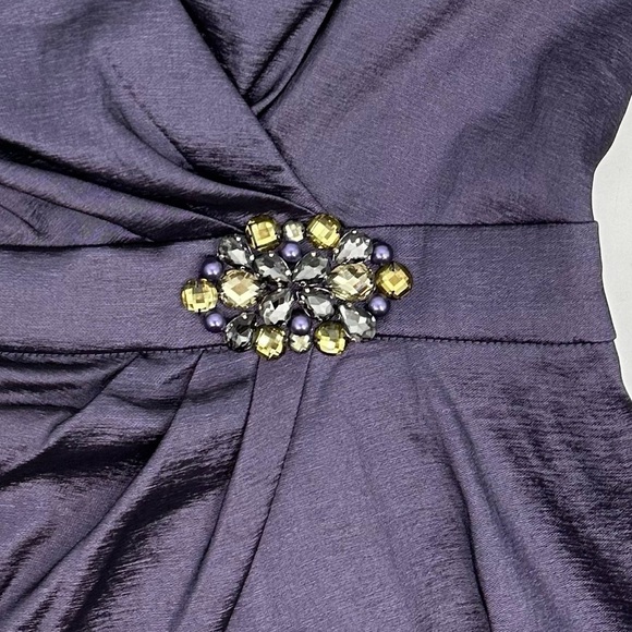 Jessica Howard Purple Peplum Sheath Dress with Embellished Waist Size 6 - Picture 5 of 14